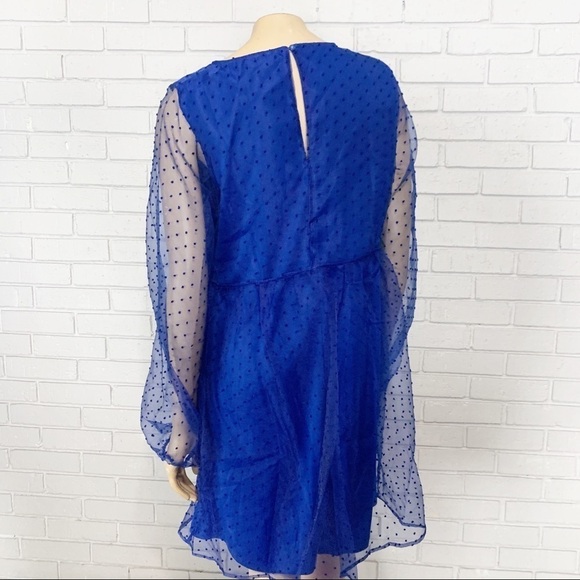 Vila Women’s Mazarine Blue Sheer Spot Smock Dress - Picture 6 of 16